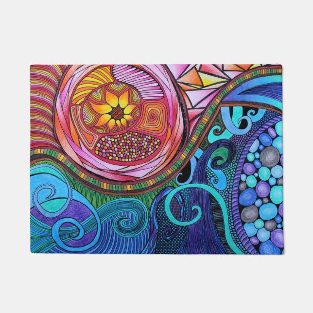 Modern Colorful Abstract Art Doormat (Front)
