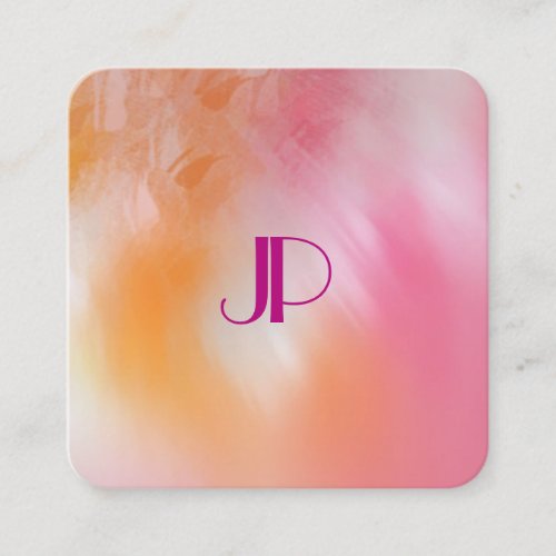Modern Colorful Abstract Art Elegant Monogram Square Business Card