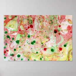 Modern Colorful Abstract Art Green Pink Red Yellow Poster