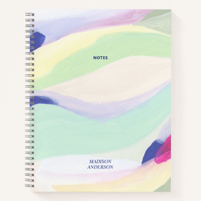 Modern Colorful Abstract Art Personalized Name Pla Notebook (Front)