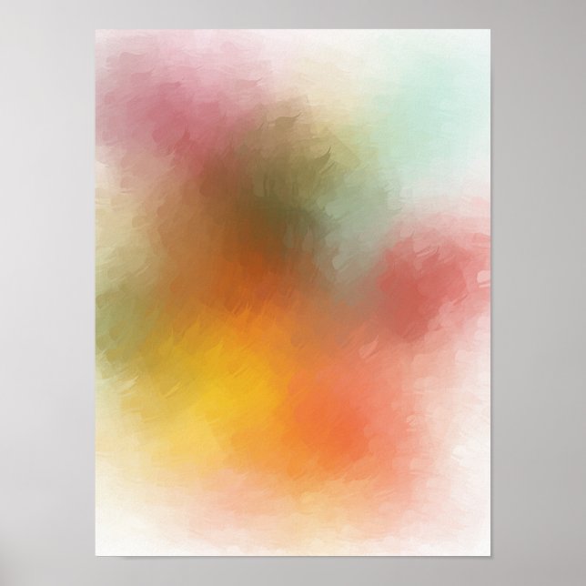 Modern Colorful Abstract Art Red Yellow Trendy Poster (Front)