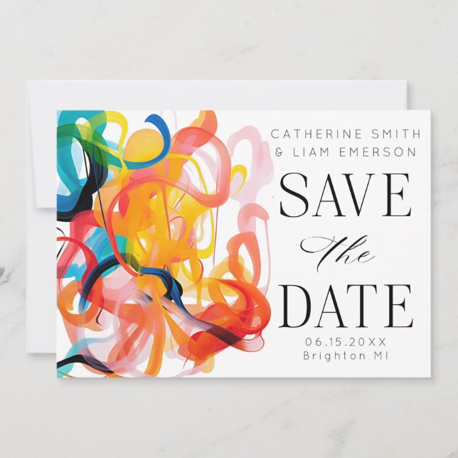 Modern colorful abstract art Save the Date (Front)