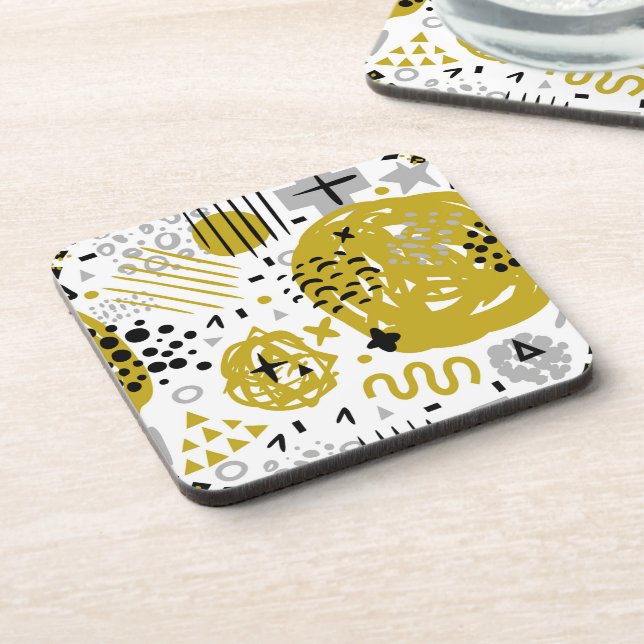 Modern Colorful Abstract Art Shapes Beverage Coaster (Left Side)