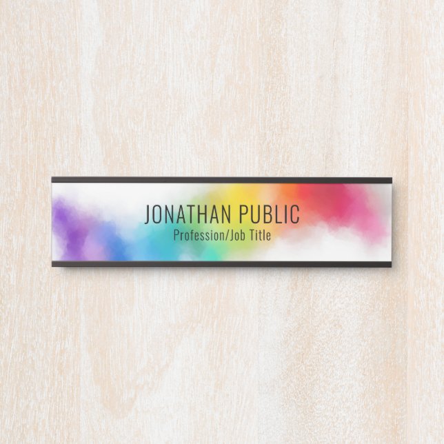 Modern Colorful Abstract Art Template Door Sign (Front)