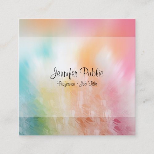 Modern Colorful Abstract Art Template Trendy Square Business Card