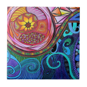 Modern Colorful Abstract Art Tile