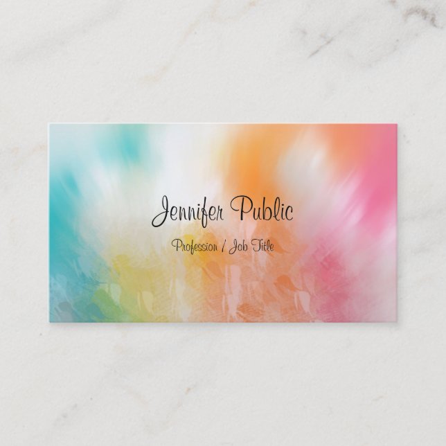 Modern Colorful Abstract Art Trendy Elegant Design Business Card (Front)