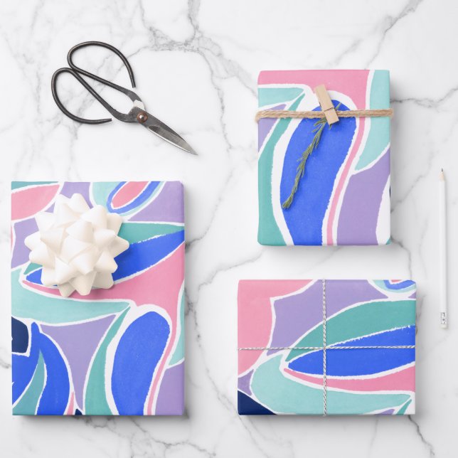 Modern Colorful Abstract Art Wrapping Paper Sheets (Front)