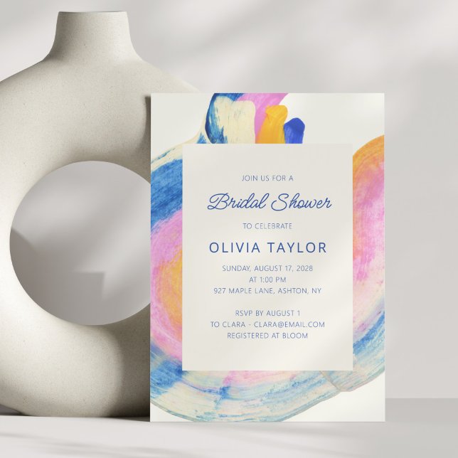 Modern Colorful Abstract Artistic Bridal Shower Invitation (Creator Uploaded)