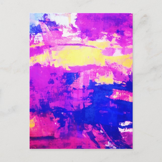 Modern Colorful Abstract Blue Purple Watercolor Postcard (Front)