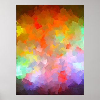 Modern Colorful Abstract Burst Cubism Art Poster