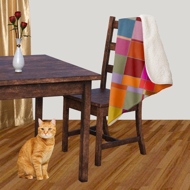 Modern Colorful Abstract Checkered  Sherpa Blanket (Creator Uploaded)