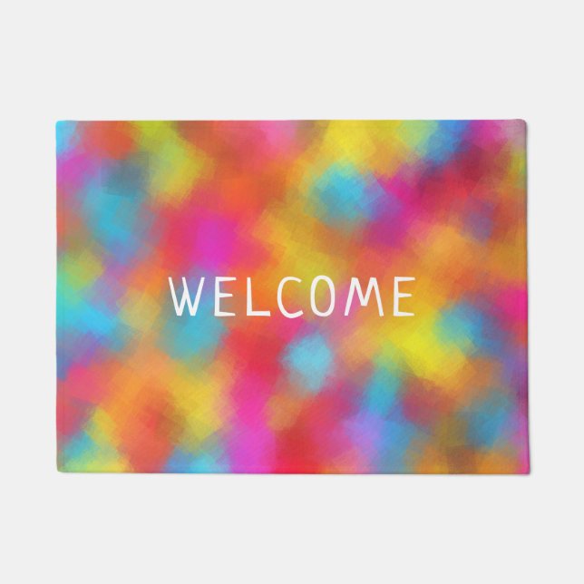 Modern Colorful Abstract Elegant Welcome Template Doormat (Front)
