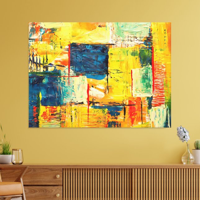 Modern Colorful Abstract Expression Canvas Print (Insitu(LivingRoom))
