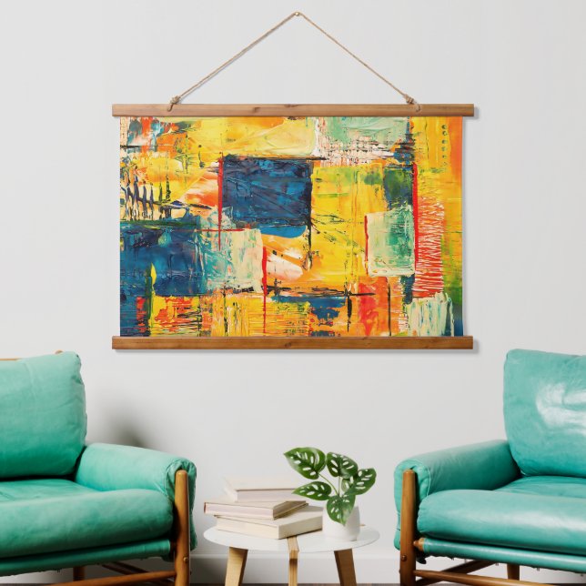 Modern Colorful Abstract Expression Hanging Tapestry (Living Room)