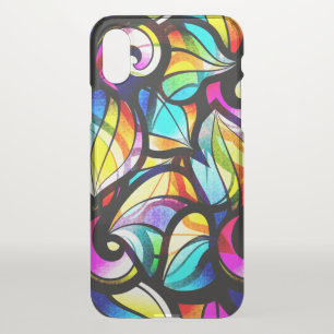 Modern Colorful Abstract Faux Stained Glass Look iPhone X Case