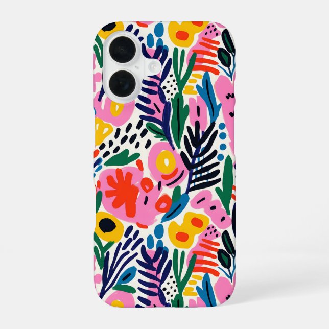 Modern Colorful Abstract Floral Pattern iPhone Case (Back)