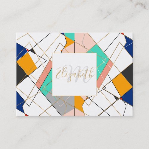 Modern Colorful Abstract Gold Geometric Strokes Business Card
