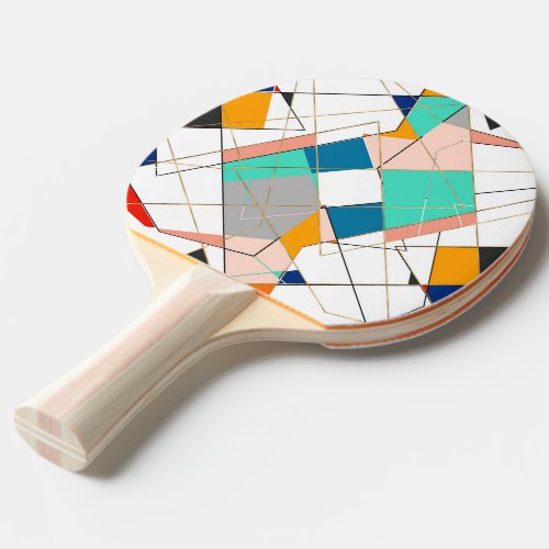 Modern Colorful Abstract Gold Geometric Strokes Ping Pong Paddle