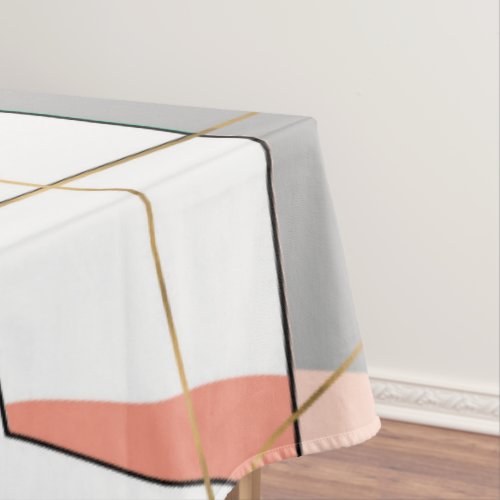 Modern Colorful Abstract Gold Geometric Strokes Tablecloth