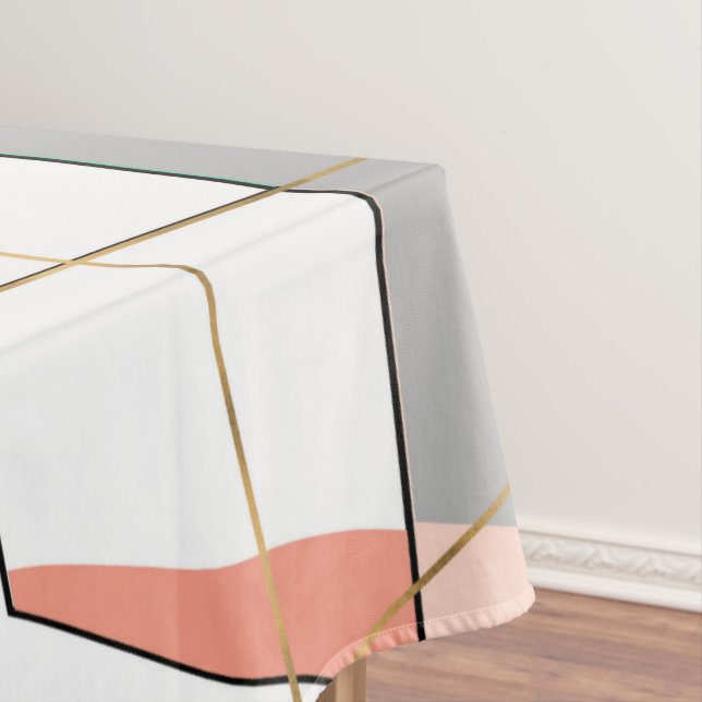 Modern Colorful Abstract Gold Geometric Strokes Tablecloth (In Situ)