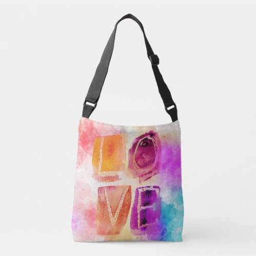 Modern Colorful Abstract Love in Watercolor Crossbody Bag