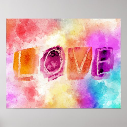 Modern Colorful Abstract Love in Watercolor Poster