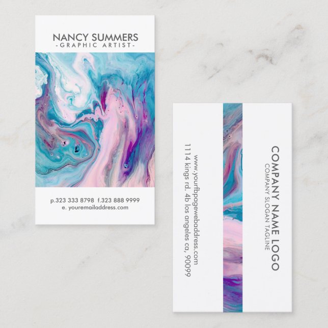 Modern Colorful Abstract Marble Swirls GR7 Business Card (Front/Back)