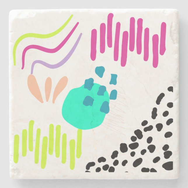 Modern colorful Abstract pattern. Stone Coaster (Front)