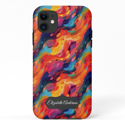Modern Colorful Abstract Patterned Personalized   iPhone 11 Case