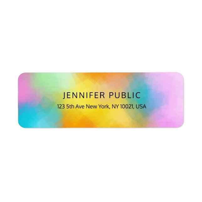 Modern Colorful Abstract Personalized Elegant Label (Front)