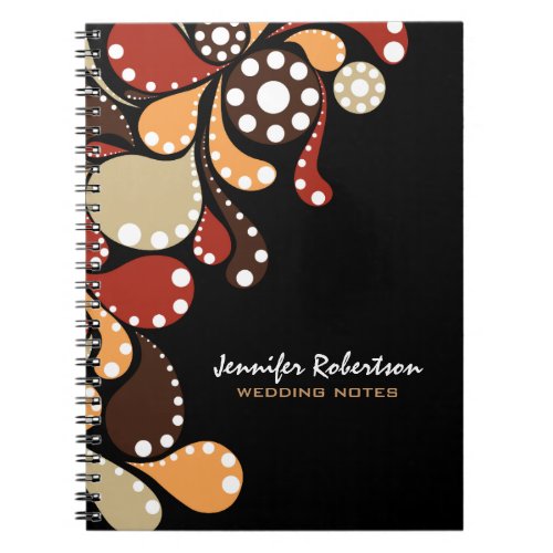 Modern Colorful Abstract Swirls Black Background Notebook