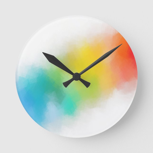 Modern Colorful Abstract Template Rainbow Colors Round Clock (Front)