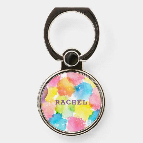 Modern Colorful Abstract Watercolor Personalized Phone Ring Stand