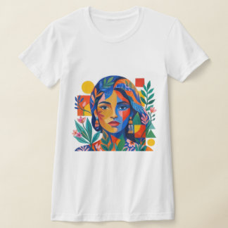 Modern Colorful Abstract Woman Portrait Art T-Shirt