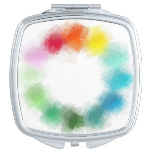 Modern Colorful Abstract Yellow Orange Blue Green Compact Mirror