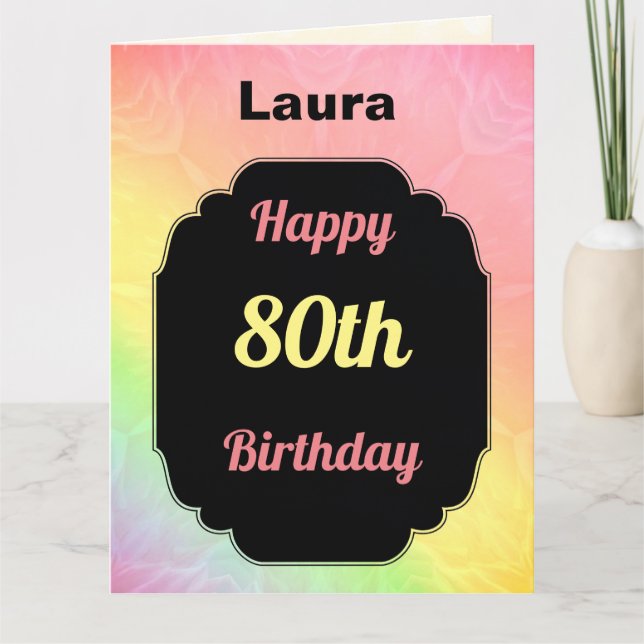 Modern colorful Add name 80th Birthday Card (Front)