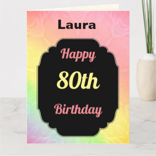 Modern colorful Add name 80th Birthday Card