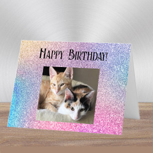 Modern Colorful Add Photo-Text   Happy Birthday Card