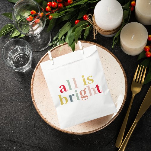 Modern Colorful All Is Bright  Happy Holiday Favor Bag
