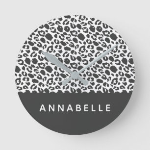Modern colorful animal print design round clock