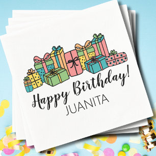 Modern Colorful Any Age Happy Birthday Napkins