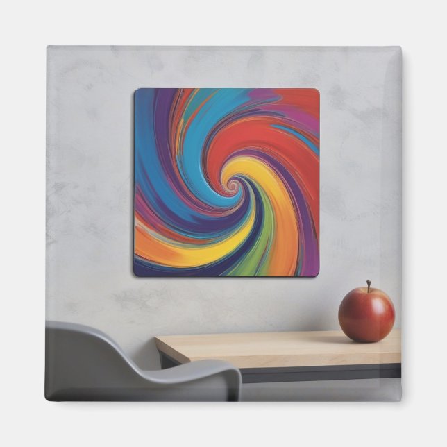 Modern Colorful Art with an Apple Table Magnet (Front)