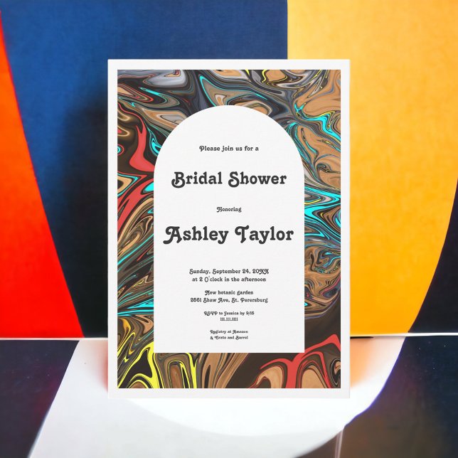 Modern Colorful Artistic Abstract Bridal Shower Invitation (Creator Uploaded)