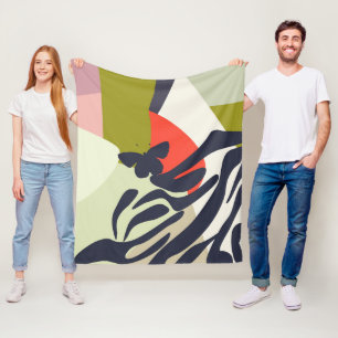 Modern Colorful Artistic Abstract Butterfly Home  Fleece Blanket