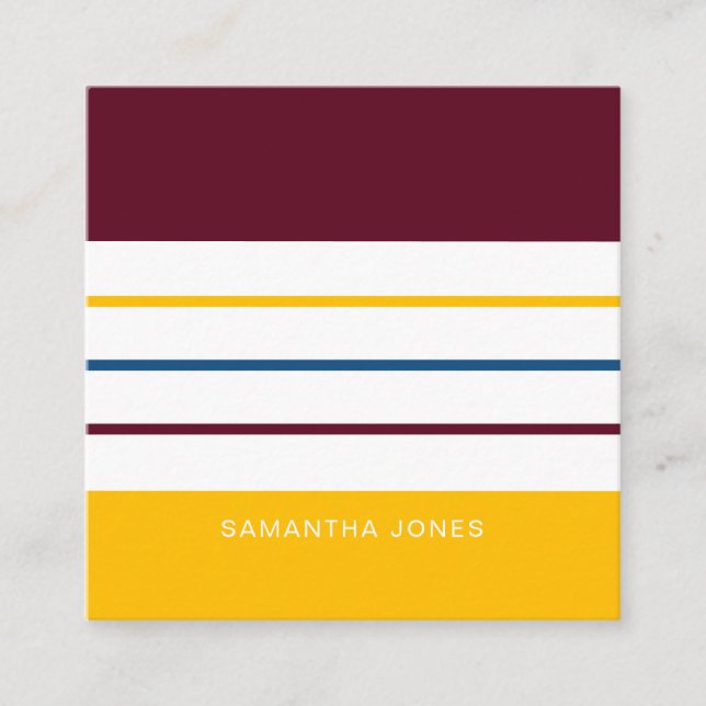 Modern Colorful Autumnal Stripes Square Business Card (Front)