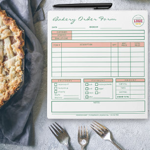 Modern Colorful Bakery Peach Order Form Notepad