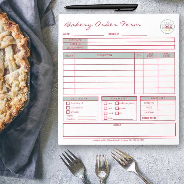 Modern Colorful Bakery Sage Order Form Notepad (Creator Uploaded)