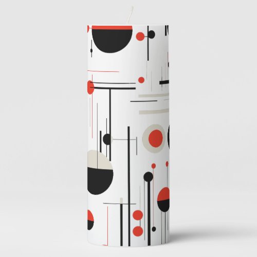 Modern colorful Bauhaus geometric shapes pattern Pillar Candle
