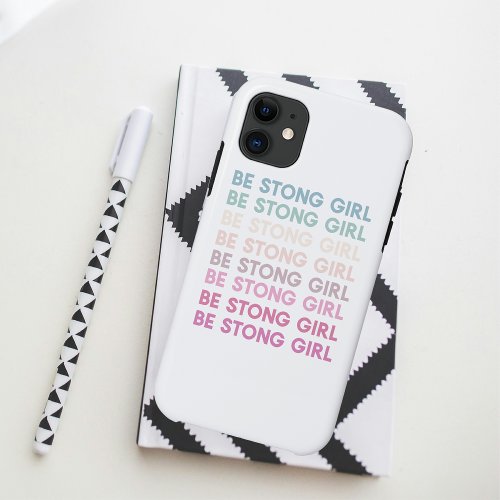 Modern Colorful Be Strong Girl Inspiration Phrase Bath Towel Set